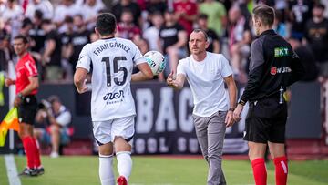 Alberto González en el partido contra el Valladolid