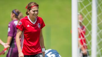 Action photo during the match Atlas vs Monterrey corresponding 4th of the MX Womens League of the Apertura 2017 Tournament.

 Foto de accion durante el partido Atlas vs Monterrey , correspondiente a la Jornada 4 de la Liga MX Femenil del Torneo Apertura 2017, en Colomos en la foto:    Alicia Cervantes Atlas Femenil

19/08/2017/MEXSPORT/Cristian de Marchena