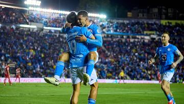 Angel Sepulveda celebrates his goal 1-1 of Cruz Azul during the 4th round match between Cruz Azul and Toluca as part of the Liga BBVA MX, Torneo Apertura 2024 at Ciudad de los Deportes Stadium on July 20, 2024 in Mexico City, Mexico.