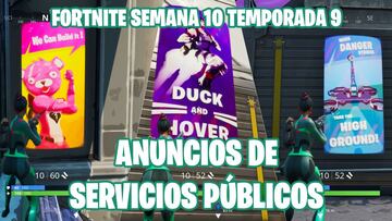 Fortnite Battle Royale - Desafío de la Semana 10 de la Temporada 9: visita distintos anuncios de servicios públicos en Neopicados, Planta de Presión o Centro Comercial Colosal