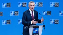 NATO Secretary General Jens Stoltenberg attends a press conference as part of the NATO Foreign Ministers meeting on Ukraine at its Headquarters in Brussels, Belgium November 29, 2023.     SAUL LOEB/Pool via REUTERS