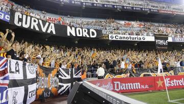 Imagen de la Grada Joven de Mestalla, donde se ubica la Curva Nord y Yomus.