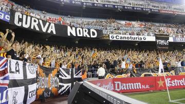 Imagen de la Grada Joven de Mestalla, donde se ubica la Curva Nord y Yomus. 