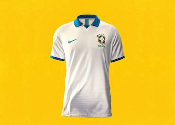 Así la camiseta blanca de la selección brasileña de fútbol para la Copa América. 