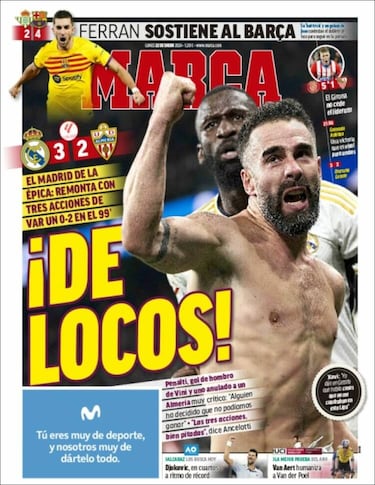 “Atraco histórico al Almería en el Bernabéu”