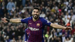 Luis Su&aacute;rez celebra uno de los goles contra el Real Madrid.