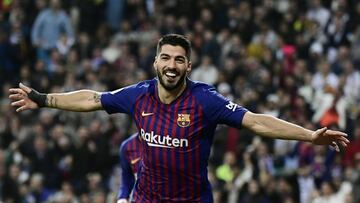 Luis Suárez celebra uno de los goles contra el Real Madrid.