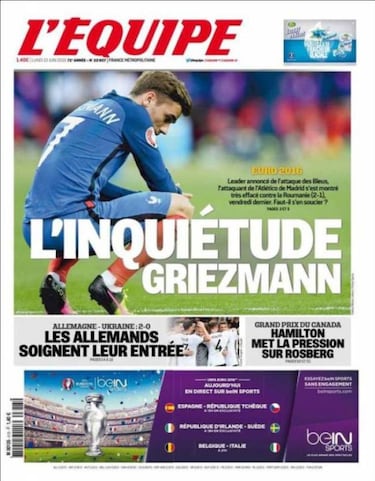 Preocupación en Francia por el debut de Griezmann en la Euro