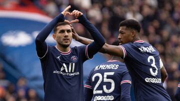 PARIS, FRANCE - MARCH 13: Leandro Paredes of Paris Saint-Germain   during the Ligue 1 Uber Eats match between Paris Saint-Germain and Girondins de Bordeaux at Parc des Princes on March 13, 2022 in Paris, France. (Photo by Tnani Badreddine/DeFodi Images via Getty Images)