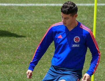 Colombia's player James Rodriguez takes part in a training session of the national team in Bogota on June 2, 2019 ahead of the Copa America football tournament.