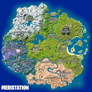 Mapa de la isla de Fortnite tras el parche 21.50