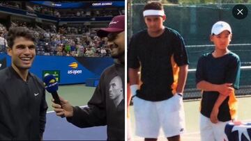 El tenista australiano Nick Kyrgios entrevista a Carlos Alcaraz en el US Open y en una foto junto a Li Tu, el primer rival de Alcaraz en el torneo.