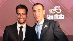 Nibali y Aru, en la presentaci&oacute;n del Giro en Mil&aacute;n.