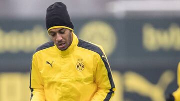 Aubameyang, en una de las sesiones de entrenamiento del Dortmund.