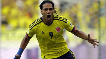 Falcao García celebra un gol con la Selección Colombia.