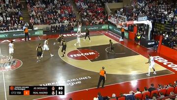 ¡En la segunda prórroga y con el partido ardiendo! El triplazo que dio alas al Madrid en Mónaco