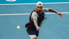 RIYADH, SAUDI ARABIA - DECEMBER 08: (EDITOR'S NOTE: Image has been digitally enhanced) Nick Kyrgios of Australia during day one of the Diriyah Tennis Cup Riyadh 2022 on December 08, 2022 in Riyadh, Saudi Arabia. (Photo by Alexander Scheuber/Getty Images for MatchMaker)