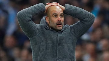 El entrenador español del Manchester City, Pep Guardiola, durante un partido.