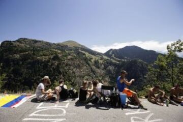 Seguidores en el camino al Alpe d'Huez