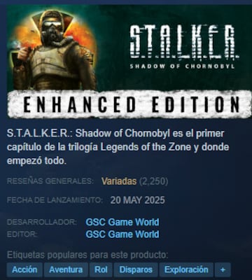 stalker shadow of chornobyl enhanced edition steam