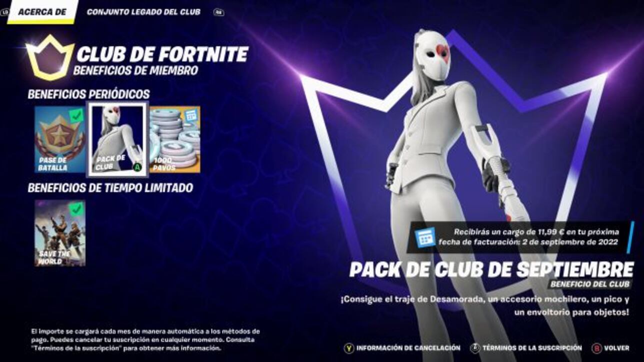 Club De Fortnite Septiembre 2022 Nueva Skin Desamorada Ya Disponible Meristation