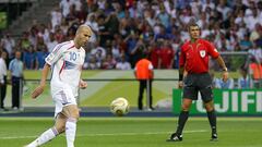 France's Zinedine Zidane scores a penalty for France in the 2006 World Cup final.