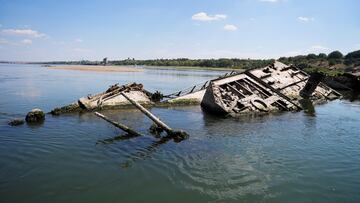 FILE PHOTO: Wreckage of a World War Two German warship is seen in the Danube in Prahovo, Serbia August 18, 2022. REUTERS/Fedja Grulovic/File Photo