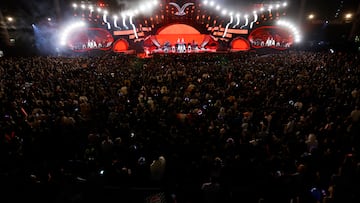 Vina del Mar, 1 de marzo de 2024.
Vista general del escenario de la Quinta Vergara durante la ultima noche del Festival de Vina 2024.
Raul Zamora/Aton Chile