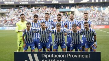 Once del M&aacute;laga contra el Burgos.