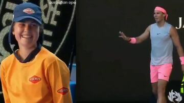Nadal inches from taking ball girl's head off