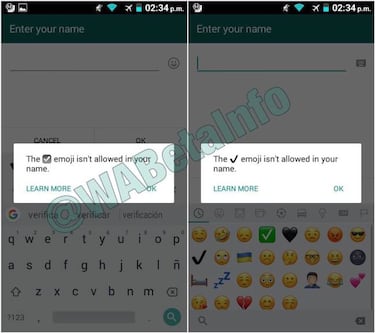 Confirmados los emojis prohibidos en WhatsApp para el nombre de usuario