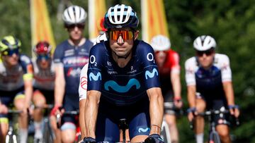 El ciclista navarro Imanol Erviti llega a meta tras la decimosexta etapa del Tour de Francia con final en Foix.