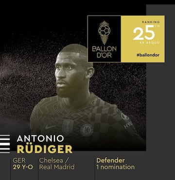 Antonio Rüdiger, defensa alemán de 29 años que militó en el Chelsea y juega en el Real Madrid.