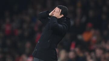 London (United Kingdom), 21/04/2023.- Arsenal manager Mikel Arteta reacts during the English Premier League soccer match between Arsenal and Southampton at the Emirates Stadium in London, Britain, 21 April 2023. (Reino Unido, Londres) EFE/EPA/NEIL HALL
