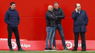 Sampaoli en el entrenamiento del Sevilla.