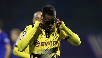 Zagreb (Croatia), 27/11/2024.- Dortmund's Jamie Gittens celebrates after scoring the 1-0 lead during the UEFA Champions League match between Dinamo Zagreb and Borussia Dortmund in Zagreb, Croatia, 27 November 2024. (Liga de Campeones, Croacia, Rusia) EFE/EPA/ANTONIO BAT