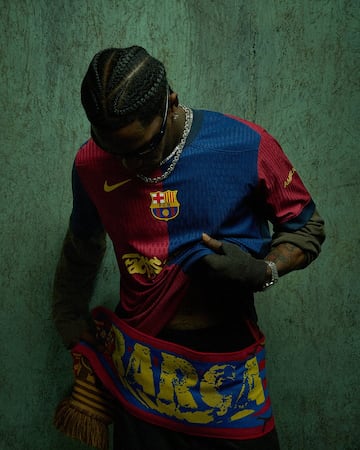 El rapero estadounidense, Jacques Berman Webster II, conocido por su nombre art¨ªstico Travis Scott, estar¨¢ presente en la camiseta del club blaugrana durante el duelo que le enfrentar¨¢ al Real Madrid en liga.