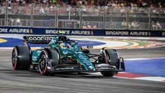 Singapore (Singapore), 15/09/2023.- Spanish Formula One driver Fernando Alonso of Aston Martin in action during a practice session for the Formula One Singapore Grand Prix at the Marina Bay Street Circuit, Singapore, 15 September 2023. The Formula 1 Singapore Grand Prix 2023 is held on 17 September. (Fórmula Uno, Singapur, Singapur) EFE/EPA/TOM WHITE
