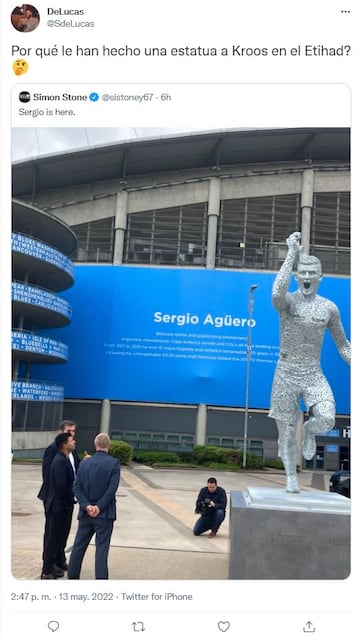 memes graciosos sobre la estatua de Agüero y su parecido con Toni Kroos