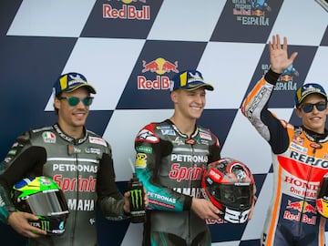 La primera línea de la salida del Gran Premio de España estará compuesta por Fabio Quartararo, Franco Morbidelli y Marc Márquez.