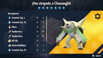 pokemon escarlata purpura teraincursion chesnaught teratipo roca 7 estrellas