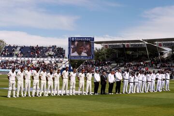 Minute's silence ahead of the second day of the day-night test between England and the West Indies in Birmingham.