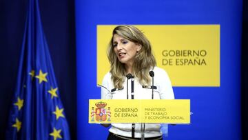 La ministra de Trabajo y Economía Social, Yolanda Díaz, ofrece una rueda de prensa posterior a su reunión con las entidades más representativas del Trabajo Autónomo, de la Economía Social y de la Responsabilidad social de las Empresas en el Ministerio de Trabajo y Economía Social, en Madrid (España), a 7 de septiembre de 2020.
07 SEPTIEMBRE 2020;TRABAJO;AUTÓNOMOS;AGENTES SOCIALES
Óscar Cañas / Europa Press
07/09/2020