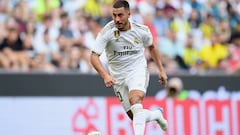 MUNICH, GERMANY - JULY 30: Eden Hazard of Real Madrid controls the ball during the Audi cup 2019 semi final match between Real Madrid and Tottenham Hotspur at Allianz Arena on July 30, 2019 in Munich, Germany. (Photo by Matthias Hangst/Bongarts/Getty Imag