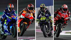 Rins, M&aacute;rquez, Rossi y Dovizioso en el test de Qatar.