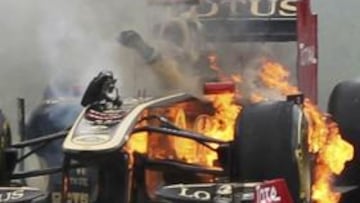 <b>MAL SITIO. </b>El incendio fue en la salida de boxes.