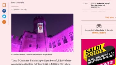 Emotivo homenaje a Egan Bernal en Rivarolo Canavese