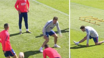 Simeone en el rondo junto a sus jugadores: estaba desatado