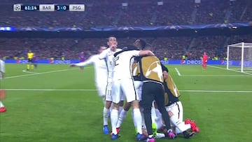 Di María mandó callar al Camp Nou tras el gol de Cavani