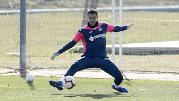 Rubén Yáñez, en un entrenamiento con el Getafe.